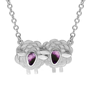 18ct White Gold Blue John Two Large Sheep Necklace, N1140.