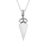 18ct White Gold Blue John White Mother Of Pearl Double Sided Scroll Top Dagger Fob Necklace, P423_2.