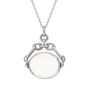 18ct White Gold Blue John White Mother Of Pearl Double Sided Swivel Fob Necklace, P209_2.
