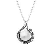 18ct White Gold Freshwater Pearl Bead Tentacle Necklace, P3421.