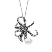 18ct White Gold Freshwater Pearl Bead Octopus Necklace