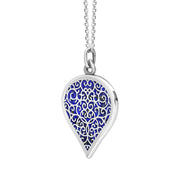 18ct White Gold Lapis Lazuli Flore Filigree Large Heart Necklace. P3631._2