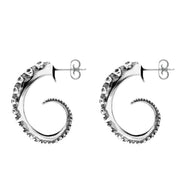 18ct White Gold Tentacle Hoop Earrings