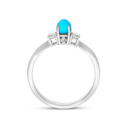 18ct White Gold Turquoise 0.17ct Diamond Trilogy Style Ring