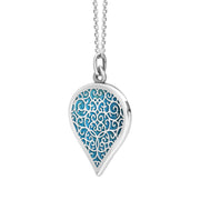 18ct White Gold Turquoise Flore Filigree Large Heart Necklace. P3631._2