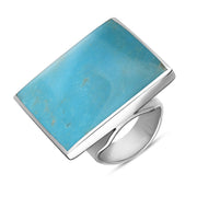 18ct White Gold Turquoise Hallmark Large Square Ring. R605_FH.