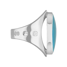 18ct White Gold Turquoise Hallmark Medium Oval Ring