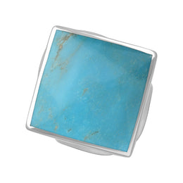 18ct White Gold Turquoise Hallmark Medium Rhombus Ring. R607_FH.