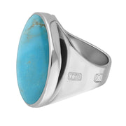 18ct White Gold Turquoise Hallmark Medium Round Ring