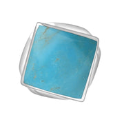 18ct White Gold Turquoise Hallmark Small Rhombus Ring. R606_FH.