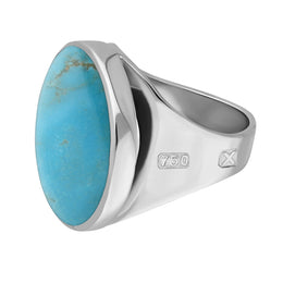 18ct White Gold Turquoise Hallmark Small Round Ring