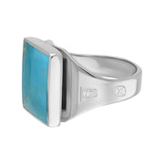 18ct White Gold Turquoise Hallmark Small Square Ring
