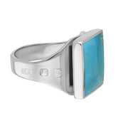 18ct White Gold Turquoise Hallmark Small Square Ring