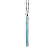 18ct White Gold Turquoise Long Slim Oblong Necklace. P1472_2.