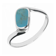 18ct White Gold Turquoise Oblong Twist Ring. R001.