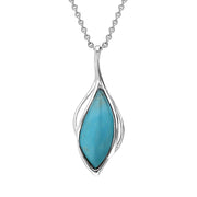 18ct White Gold Turquoise Open Marquise Shaped Necklace, P3370