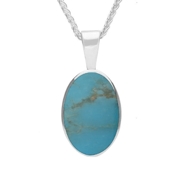 18ct White Gold Turquoise Oval Necklace. P019. 