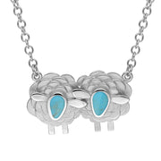 18ct White Gold Turquoise Two Large Sheep Necklace, N1140.