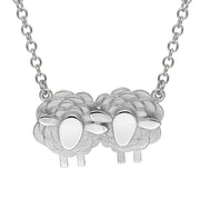 18ct White Gold Two Large Sheep Necklace, N1138.