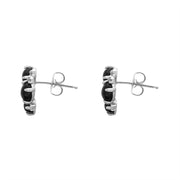 18ct White Gold Whitby Jet 0.13ct Diamond Four Stone Abstract Cluster Stud Earrings E1670_2