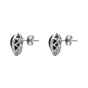 18ct White Gold Whitby Jet 0.18ct Diamond Marquise Pave Edge Stud Earrings E1333_3