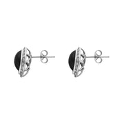 18ct White Gold Whitby Jet 0.18ct Diamond Marquise Pave Edge Stud Earrings E1333_2