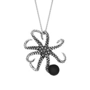 18ct White Gold Whitby Jet Bead Octopus Necklace, P3410.