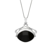18ct White Gold Whitby Jet Blue John Marquise Swivel Fob Necklace, P115_10.