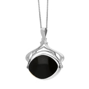 18ct White Gold Whitby Jet Blue John Marquise Swivel Fob Necklace