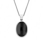 18ct White Gold Whitby Jet Blue John Small Double Sided Fob Necklace, P832.
