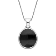 18ct White Gold Whitby Jet Blue John Small Double Sided Pear Fob Necklace, P220_2.
