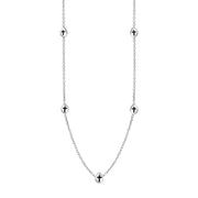 18ct White Gold Whitby Jet Cross Link Disc Chain Necklace, N748.