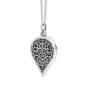 18ct White Gold Whitby Jet Flore Filigree Large Heart Necklace. P3631._2