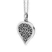 18ct White Gold Whitby Jet Flore Filigree Medium Heart Necklace. P3630._2