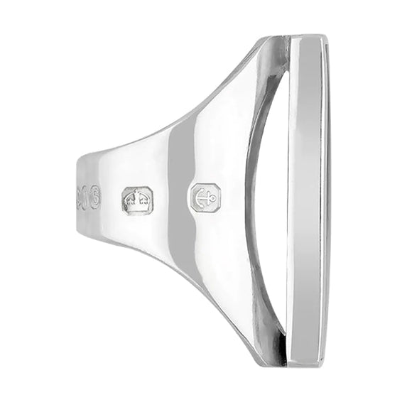 18ct White Gold Whitby Jet Hallmark Large Oblong Ring