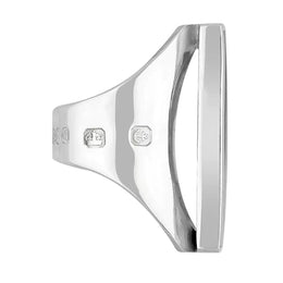18ct White Gold Whitby Jet Hallmark Large Oblong Ring