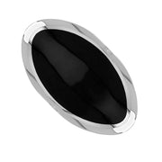 18ct White Gold Whitby Jet Hallmark Large Oval Ring, R013_FH.