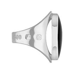 18ct White Gold Whitby Jet Hallmark Medium Oval Ring