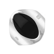 18ct White Gold Whitby Jet Hallmark Small Oval Ring, R076_FH.