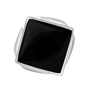 18ct White Gold Whitby Jet Hallmark Small Rhombus Ring, R606_FH.