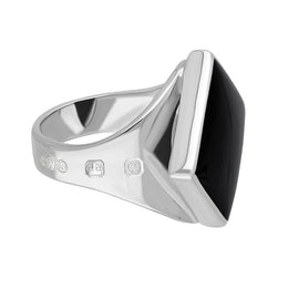 18ct White Gold Whitby Jet Hallmark Small Rhombus Ring