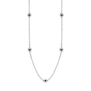 18ct White Gold Whitby Jet Heart Link Disc Chain Necklace, N746.