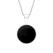 18ct White Gold Whitby Jet Heritage Round Necklace. P018.