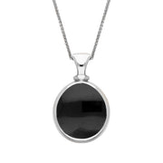 18ct White Gold Whitby Jet Lapis Lazuli Small Double Sided Pear Fob Necklace, P220_2.