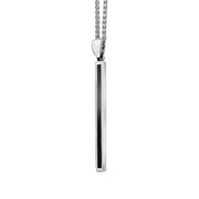 18ct White Gold Whitby Jet Long Slim Oblong Necklace. P1472_2. 