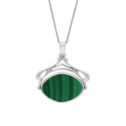 18ct White Gold Whitby Jet Malachite Marquise Swivel Fob Necklace, P115_10.
