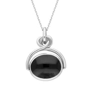 18ct White Gold Whitby Jet Malachite Oval Swivel Fob Necklace, P096_2.