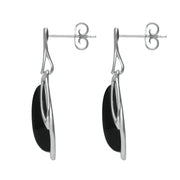 18ct White Gold Whitby Jet Open Marquise Drop Earrings