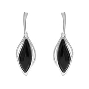 18ct White Gold Whitby Jet Open Marquise Drop Earrings, E2437