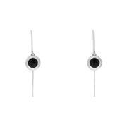 18ct Rose Gold Whitby Jet Star Disc Drop Earrings